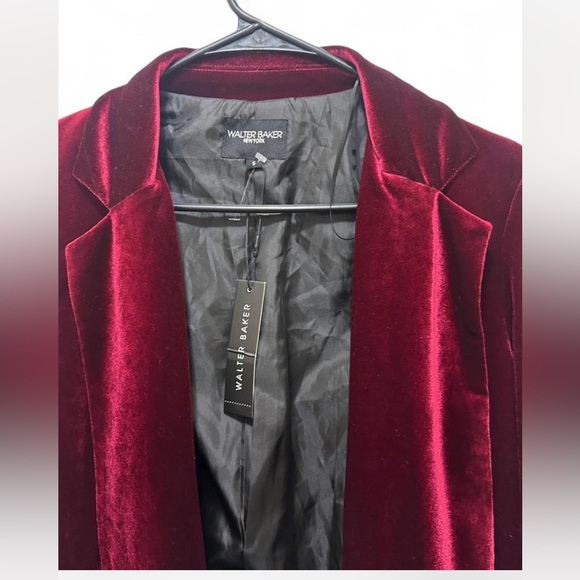 Walter Baker Seth Burgundy Velvet Cropped Blazer Jacket NWT Small - Picture 4 of 6
